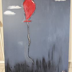 Huge 4x6 ft Original Acrylic Painting - Modern Abstract Red Balloon