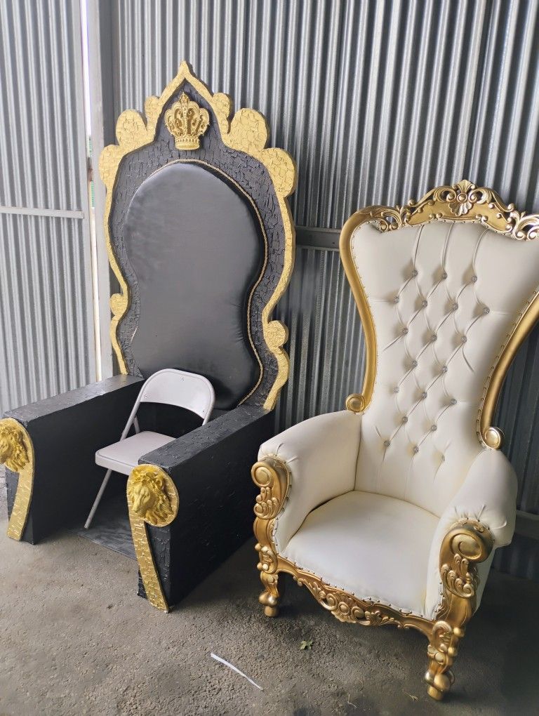 Giant BlackThrone Chairs For Sale