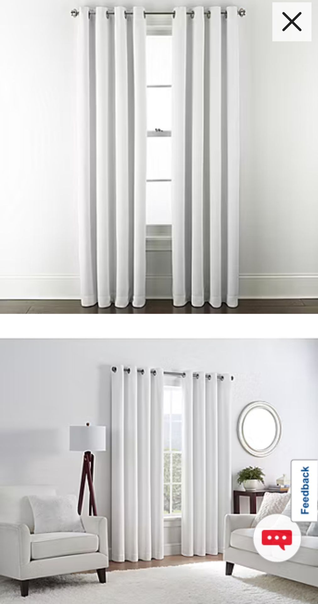 Liz Claiborne 84” White curtain panels (4)