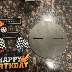 Happy Birthday Nascar #5 Wood Stand 