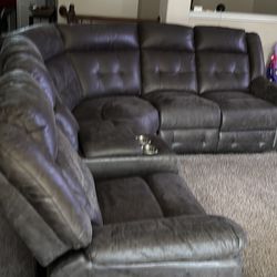 Gray Sectional + matching TV Stand/Cabinet