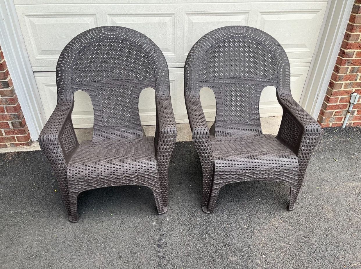 Pair of Outdoor Woven Poly Lounge Chairs