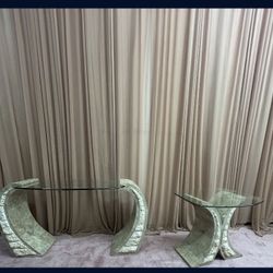 Post Modern Set Of Tessellated Console And Side Tables