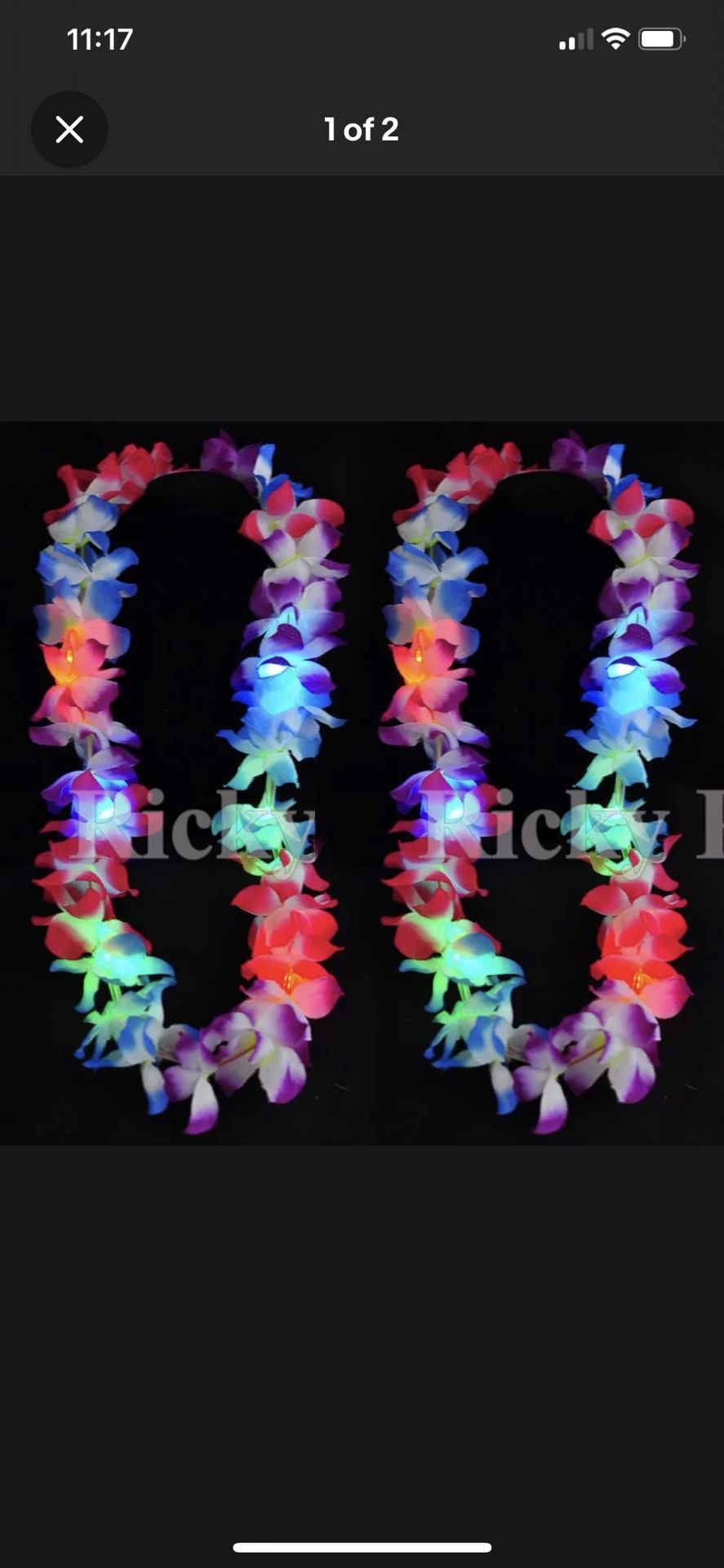 12 Leis Hawaiian LED Luau Light Up Necklaces Flashing Rave Flower Vacation