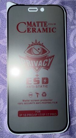 1X MATTE PRIVACY Ceramic Screen Protectors for iPhone 16 pro Max and 17Pro Max - Premium Shockproof Anti-Spy