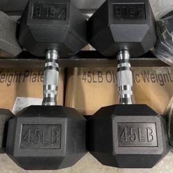 45 lbs Hex Rubber Dumbbell Weights…. (Brand New) Home Gym Fitness….