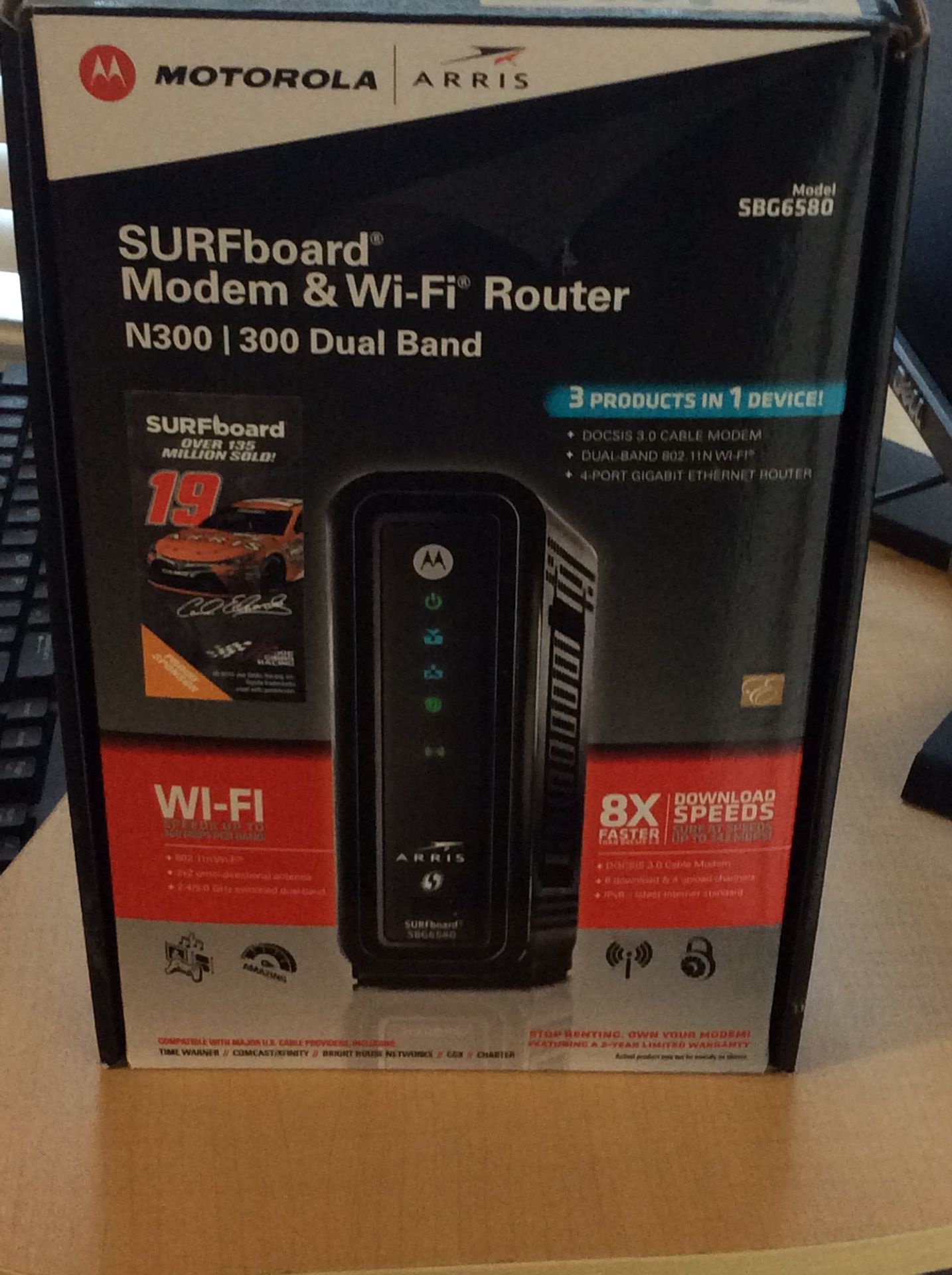 Modem with router open box
