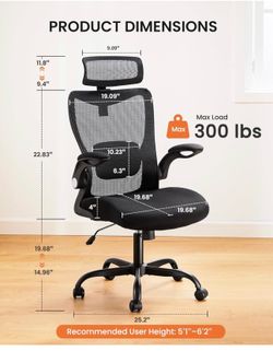 Office Chair, High Back Desk Chair with Adjustable Lumbar Support