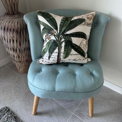 Elegant Tufted Teal Chairs ( Pair) 