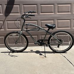 Brad New Beach Cruiser with bike lock.