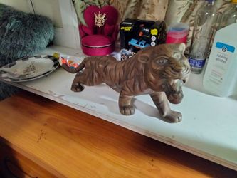 Mid century brass tiger statue