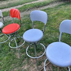 Vintage Cosco Metal And Vinyl Counter Chairs, Circa 1950s