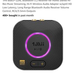 1 Mii BO6S+ LDAC Bluetooth 5.2 Receiver for Home Stereo HiRes Music Streaming, Hi-Fi Wireless Audio Adapter w/aptX HD Low Latency, Long Range Bluetoot