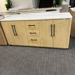 72” Bathroom Vanity In Wood Color 