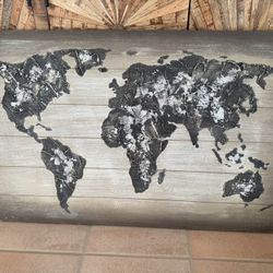 Wood World Map Wall Art