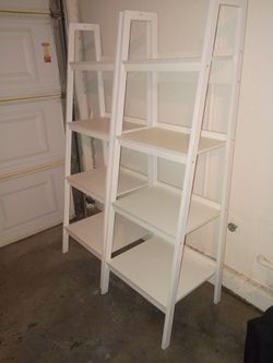 4 Tier White Ladder Book Case