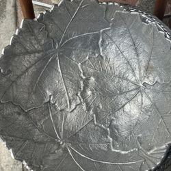 a Martha Stewart Collection Park Leaves 12" silver-toned aluminum salad or serving bowl