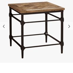 Parquet Square Reclaimed Wood End Table (23.5")