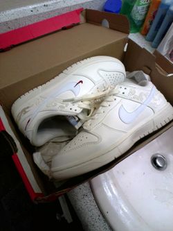 Nike Dunk Low White Sneakers with Embroidery
