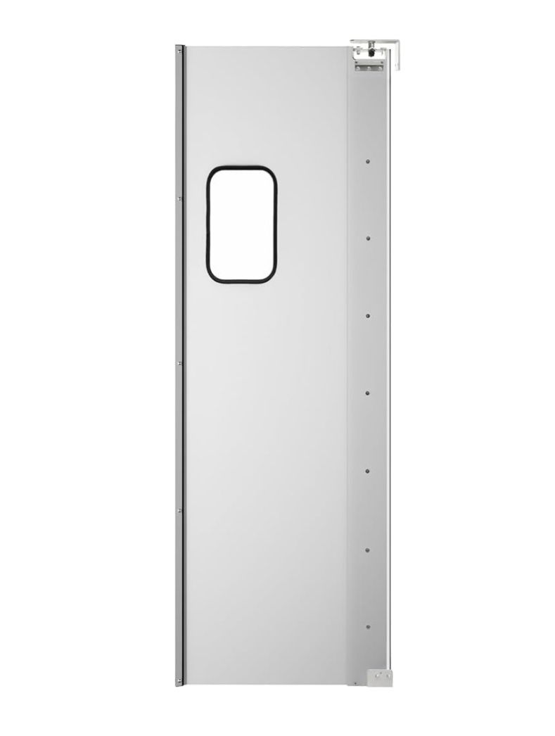 KoolMore Commercial Single Aluminum Swinging Traffic Door with 9 in. x 14 in. Window - 30 in. x 84 in. Door Opening (KM-SWD30)