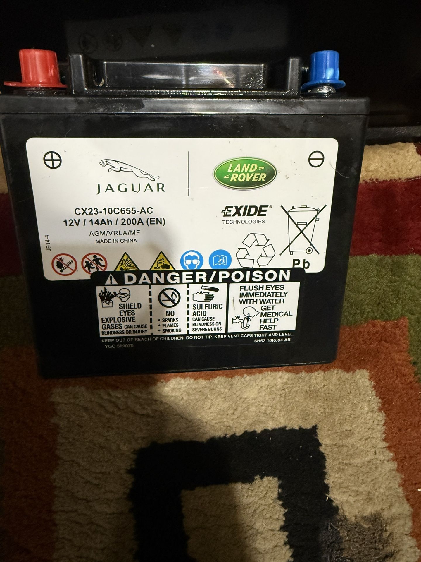 AGM Auxiliary Stop And Go Battery For A Jaguar 2014 XJL Or Land Rover/Range Rover