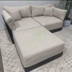 Modern 2-Seater Sofa & Ottoman – Excellent Condition $850