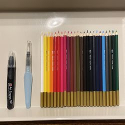 Watercolor colored pencils & water brush pen 