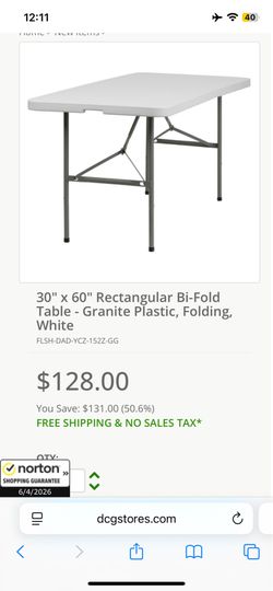 Rectangular Bi-Fold Table - Granite Plastic, Folding, White