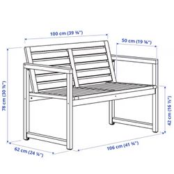 Outdoor bench with backrest