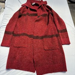 Red Shawl Cardigan Sweater Size Large