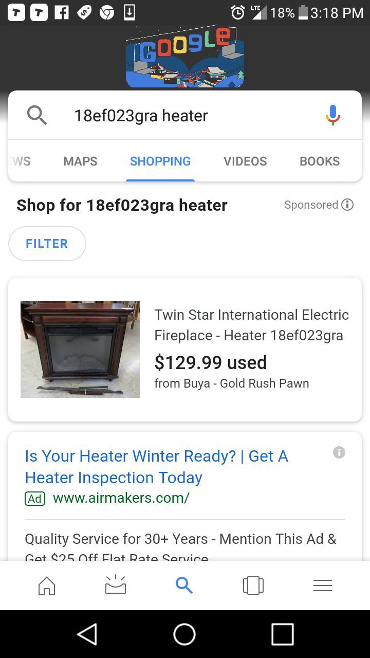 Twin star electric fireplace heater model#18ef023gra for Sale in  Fayetteville, NC - OfferUp
