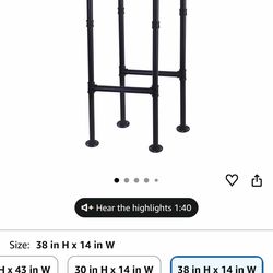 MUZIK 38 Inch Metal Table Legs, Black Painted Desk Legs, Industrial Pipe Counter Bar Height Table Legs, 2 Pack Dining Coffee Table Legs