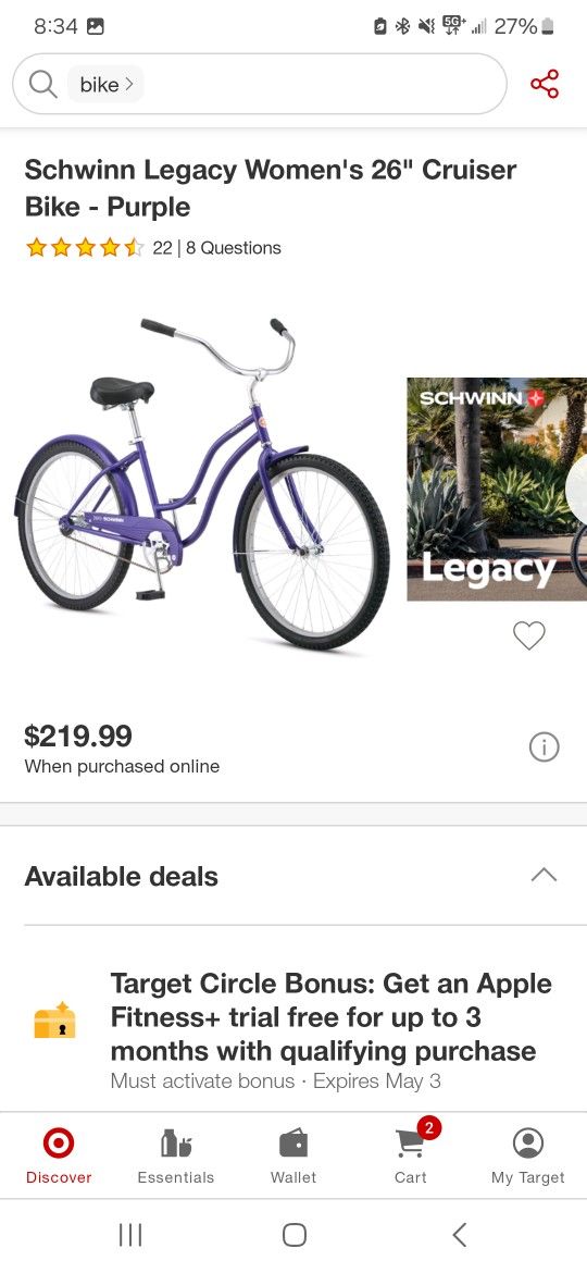 Schwinn Legacy Women's 26" Cruiser Bike - Purple