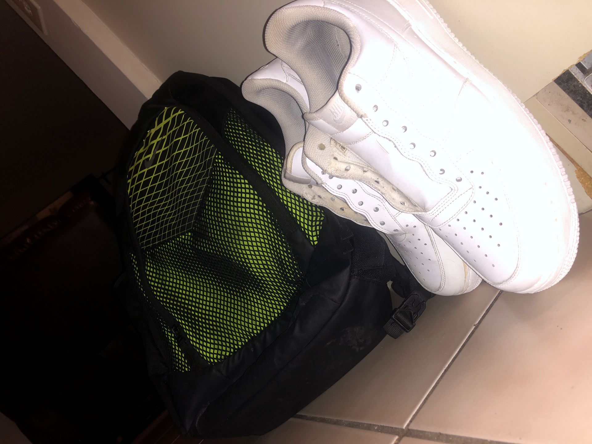 Nike backpack and AF1’S size 9