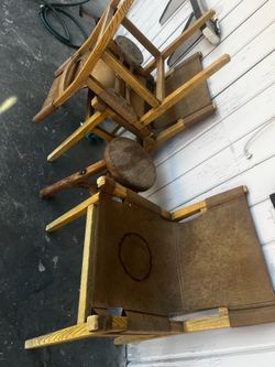 Genuine leather/ wood chairs