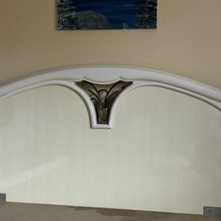 Queen Size Boxed Bed. Cream, Milk White Color.