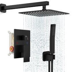 Matte Black Rain Shower System with Hand Shower