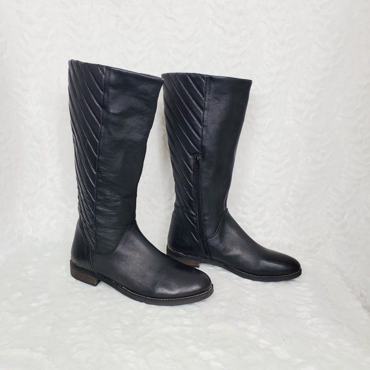 Aldo Dolcetti Black leather knee high riding Boots size 10