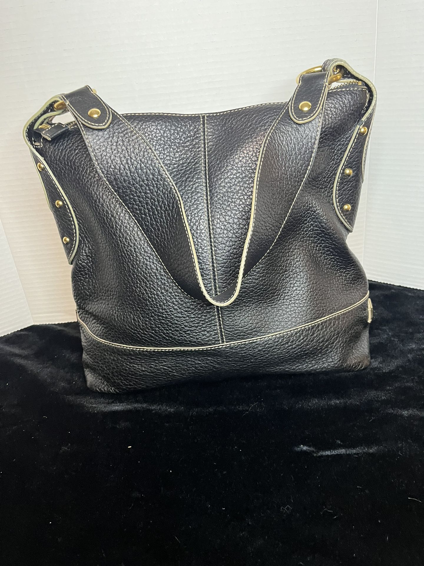 Maxx New York Black Pebbled Leather Large Hobo Purse Shoulder Bag Boho Lined