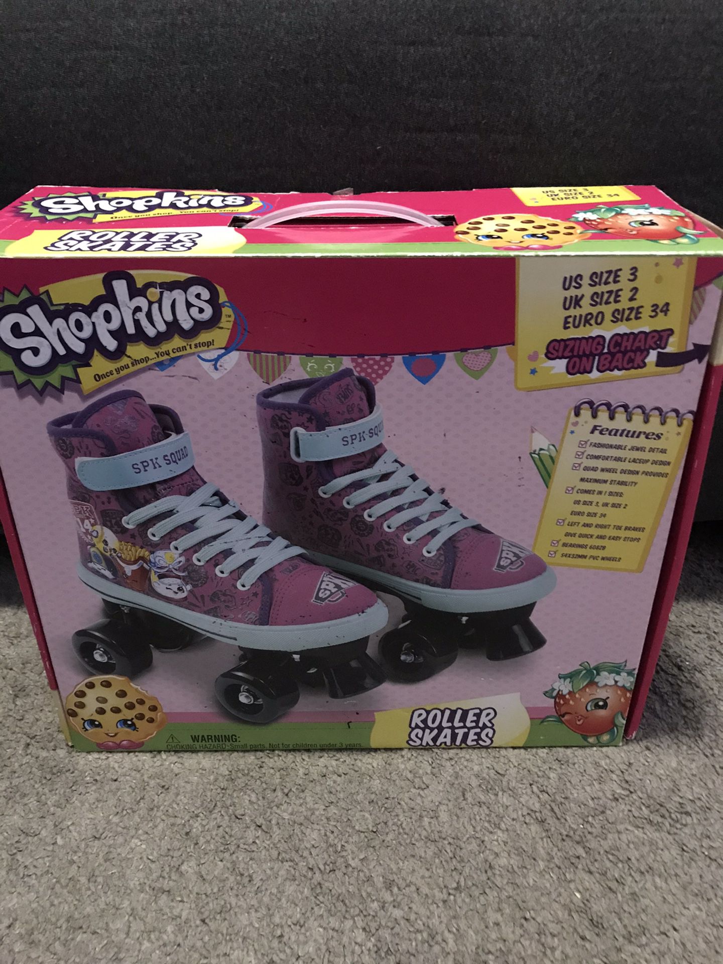 Girls Shopkins Roller Skates Size 3 OBO