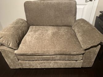 Oversized Accent Chair in Beige Chenille