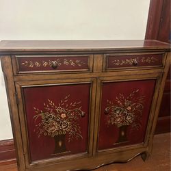 Vintage hand painted wooden accent cabinet