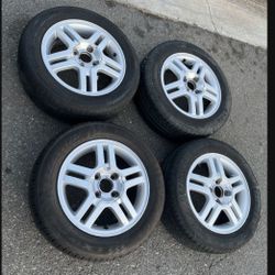 4 - 195/60r15 4x108 4x4.25 Ford Fiesta Focus Fusion Mustang Wheels Rims 90% Good Treads Tires!