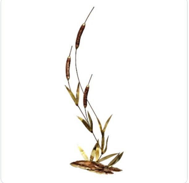 vintage copper & brass wall decor water lily and pussy willow
