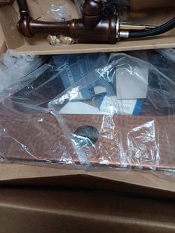 Copper Bar Sink With Pfister Single Control  Bar Faucet