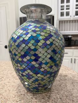 Blue Tonal Mosaic Vase 18”Tall