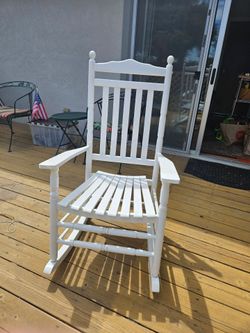 White Wood Porch Rocking Chair