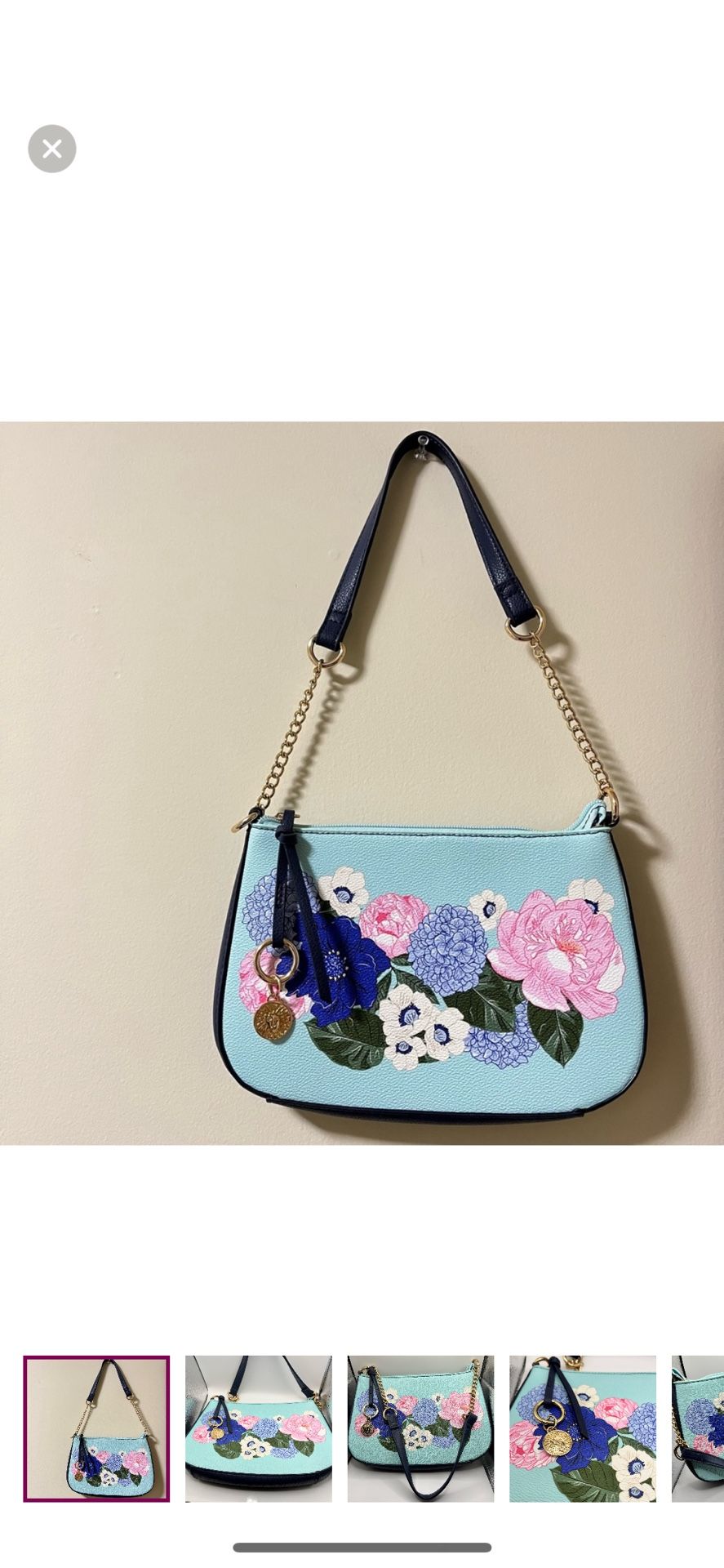 LIKE NEW Anne Klein Floral Blue small Shoulder Bag