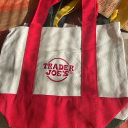 Trader Joe's Mini Canvas Tote Bag Red  CHRISTMAS LIMIT