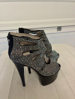 Ellis Shoes Rhinestone Platform High Heel Booties